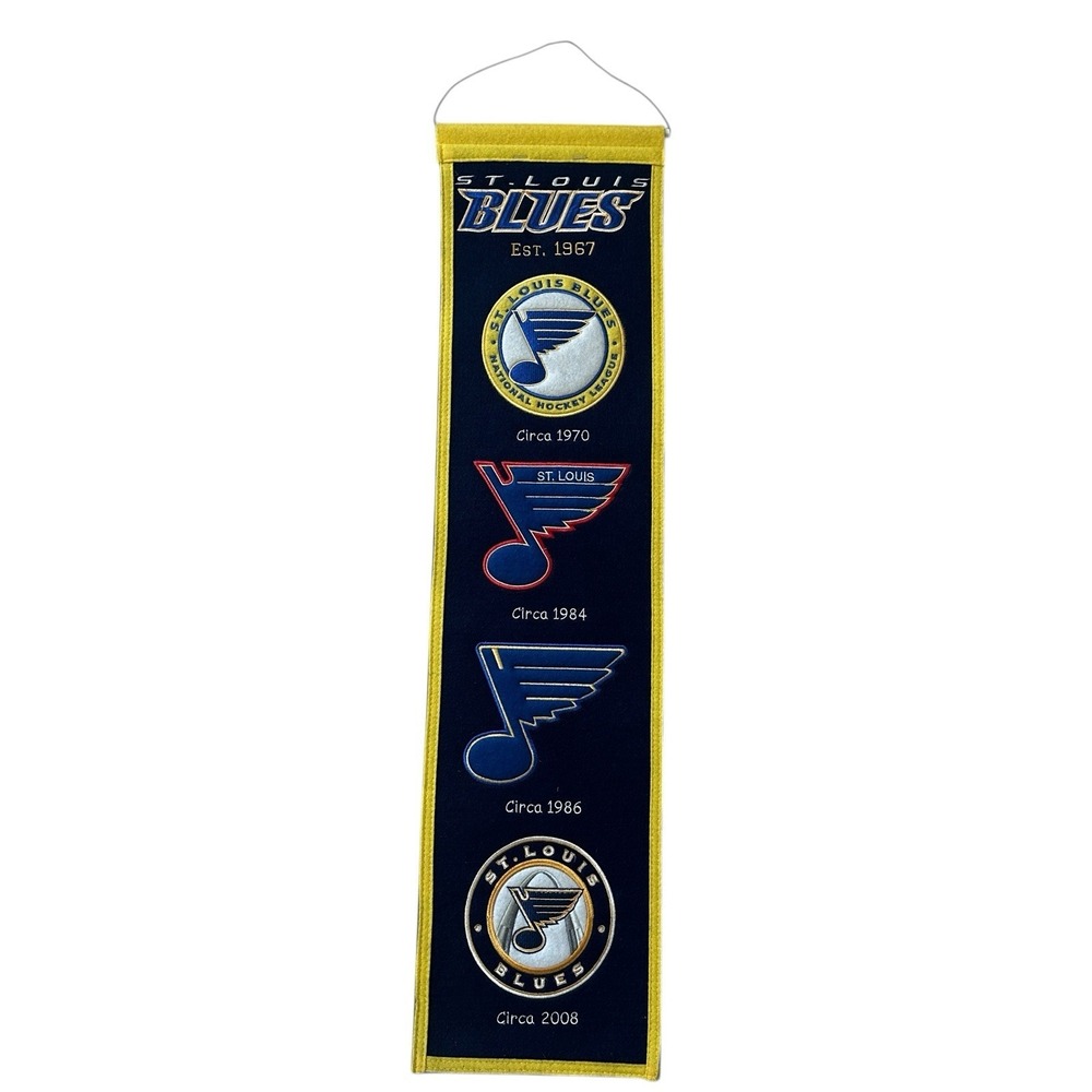 St Louis Blues NHL Evolution Heritage Banner 8x32 Inch Embroidered Wool Hockey
